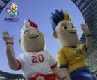 Slavek ve Slavko maskotları uefa euro 2012 Polonya - Ukrayna